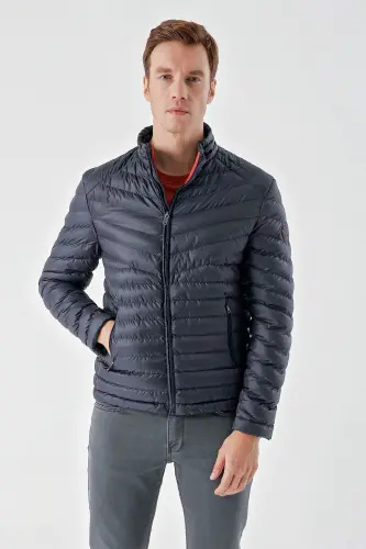 Lacivert Su İtici Rüzgar Geçirmez Dynamic Fit Rahat Kesim Şişme Mont - Lacivert - 11