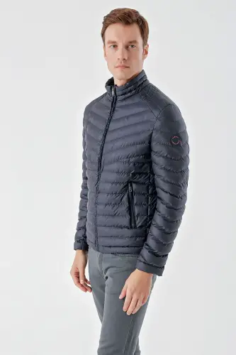 Lacivert Su İtici Rüzgar Geçirmez Dynamic Fit Rahat Kesim Şişme Mont - Lacivert - 4