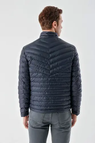 Lacivert Su İtici Rüzgar Geçirmez Dynamic Fit Rahat Kesim Şişme Mont - Lacivert - 7