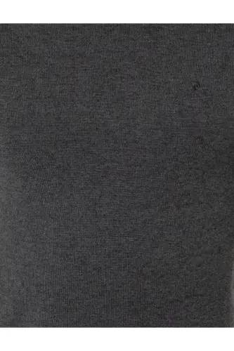 Gri Melanj Slim Fit Bisiklet Yaka Basic Triko Kazak 50248582-VR086 - Gri Melanj - 12