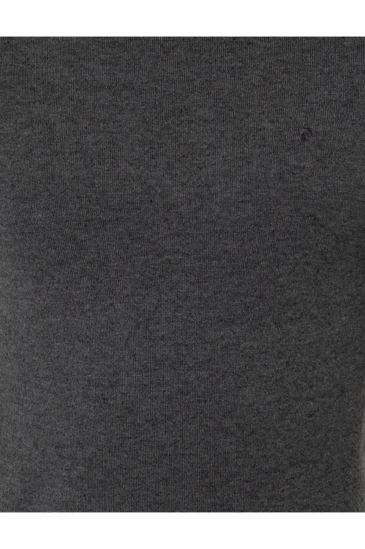 Gri Melanj Slim Fit Bisiklet Yaka Basic Triko Kazak 50248582-VR086 - Gri Melanj - 6