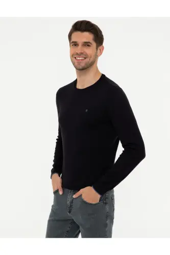 Lacivert Slim Fit Bisiklet Yaka Basic Triko Kazak 50248582-VR033 - Lacivert - 9