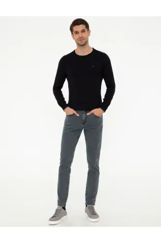 Lacivert Slim Fit Bisiklet Yaka Basic Triko Kazak 50248582-VR033 - Lacivert - 5