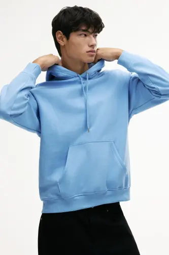 Loose Fit Kapüşonlu Üst - Açık mavi - 7