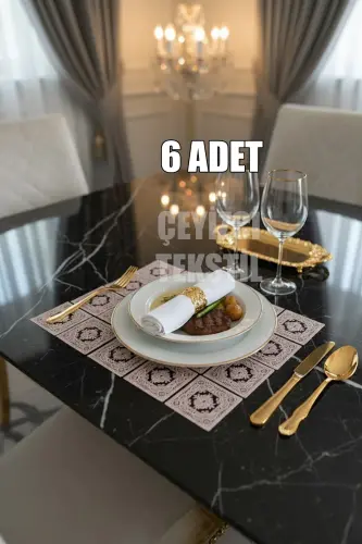 Amerikan Servis, 6 Supla Ekru 30x38cm Yemek Servis Takımı, Masa Örtüsü Seti, Servis Sunum Seti - 6lı Supla Pembe - ÇT ÇEYIZCI TEKSTIL (1)