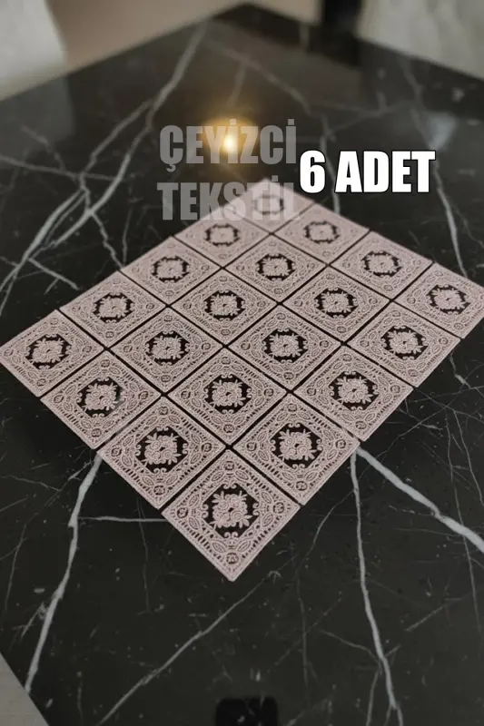 Amerikan Servis, 6 Supla Ekru 30x38cm Yemek Servis Takımı, Masa Örtüsü Seti, Servis Sunum Seti - 6lı Supla Pembe - 4