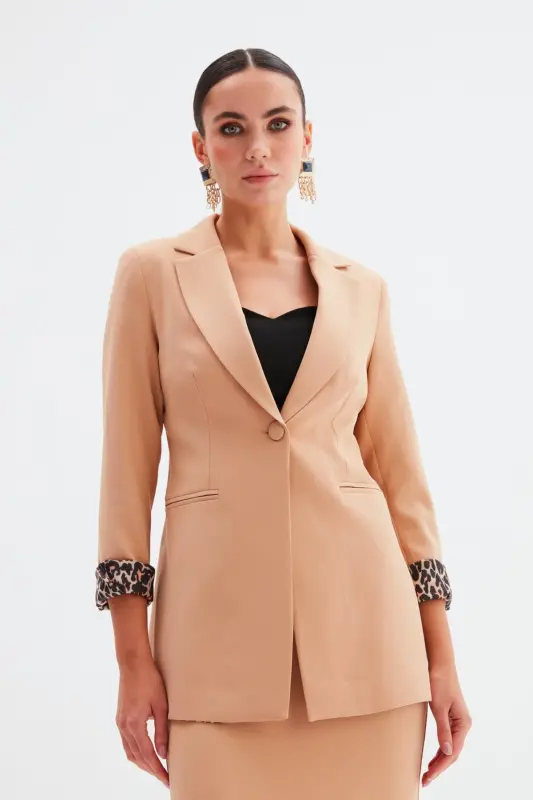 Mono Yaka Klasik Ceket - Açık Camel - AÇIK CAMEL - 2