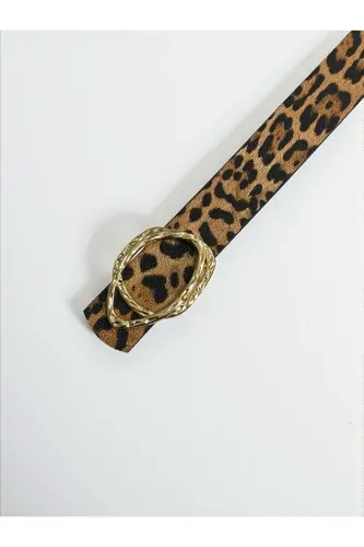 Kadın Leopar Detaylı Gold Tokalı kemer - LEOPAR - 7