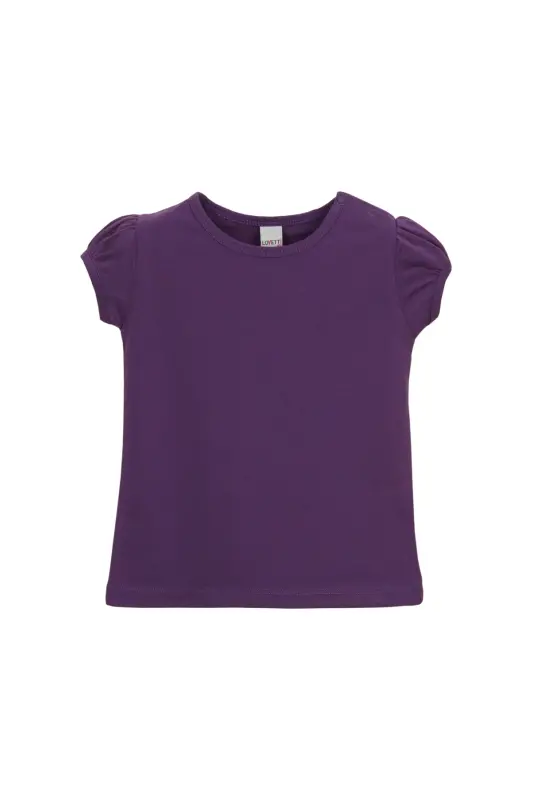 Mor Basic Kız Bebek Çıtçıtlı Sıfır Yaka Karpuz Kol Tişört - ROYAL PURPLE - 3