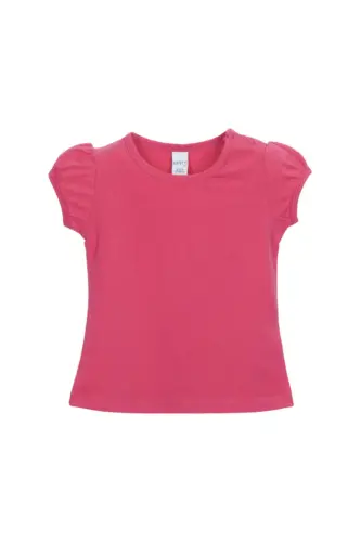 Fuşya Basic Kız Bebek Çıtçıtlı Sıfır Yaka Karpuz Kol Tişört - FUCHSIA ROSE - 5