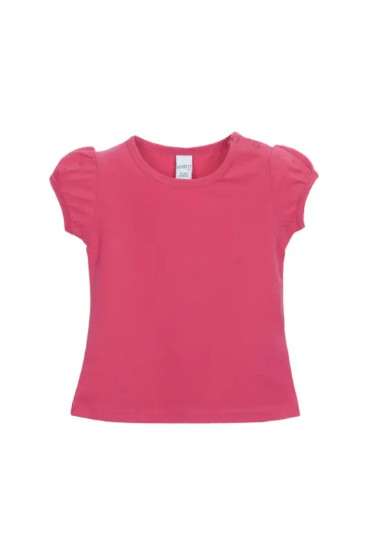 Fuşya Basic Kız Bebek Çıtçıtlı Sıfır Yaka Karpuz Kol Tişört - FUCHSIA ROSE - 5