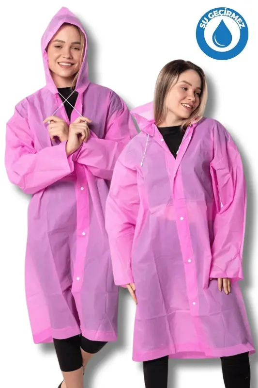 Kadın Erkek Yağmurluk Kapüşonlu Çıtçıtlı Eva Pembe Yağmurluk BYMMRC881R17 - Açık Pembe - 1