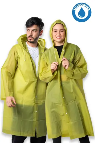 Kadın Erkek Yağmurluk Kapüşonlu Çıtçıtlı Eva Haki Yağmurluk BYMMRC881R06 - Haki 