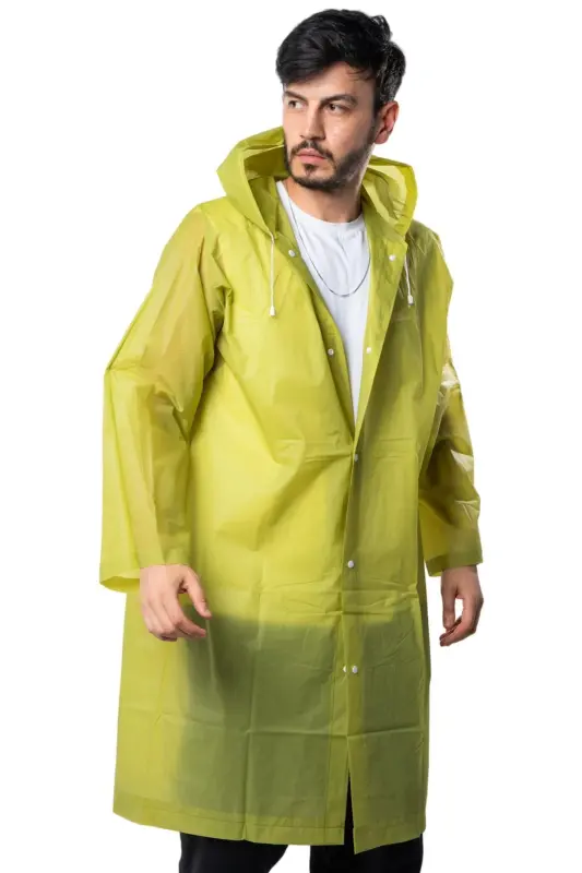 Kadın Erkek Yağmurluk Kapüşonlu Çıtçıtlı Eva Haki Yağmurluk BYMMRC881R06 - Haki - 3