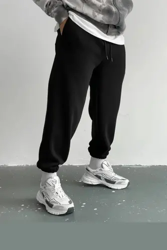 Unisex 3 lü Set Örme Kumaş Rahat Kalıp Eşofman Alt Siyah Gri Lacivert - siyah gri lacivert - 3