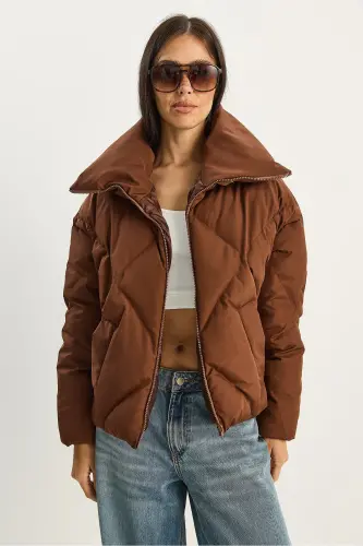 Kadın Oversize Şişme Mont 10191065 - Acı Kahve - 12