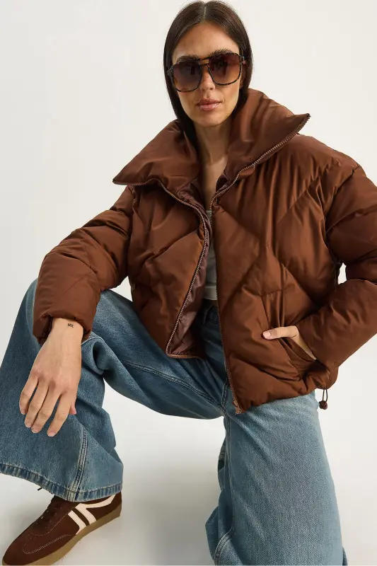 Kadın Oversize Şişme Mont 10191065 - Acı Kahve - 1