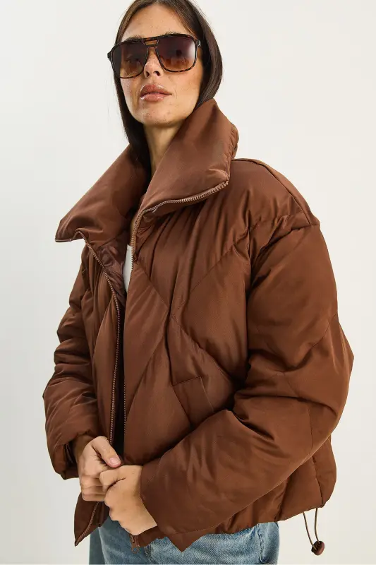 Kadın Oversize Şişme Mont 10191065 - Acı Kahve - 6