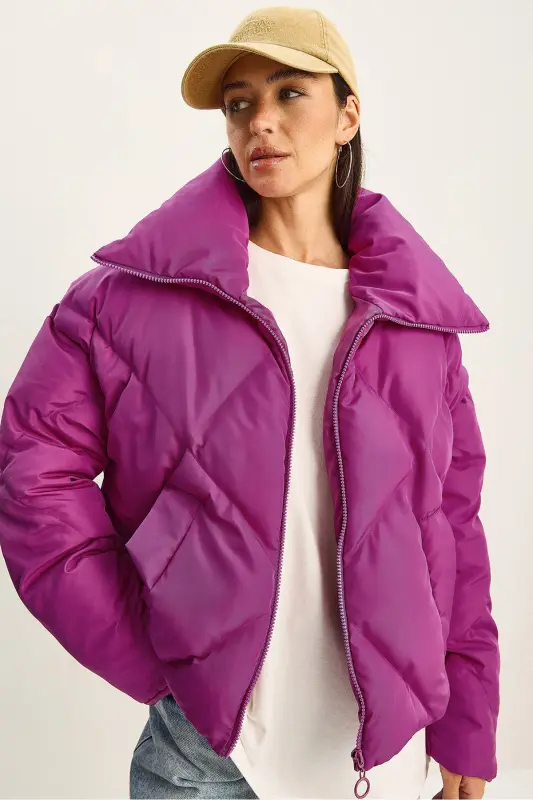Kadın Oversize Şişme Mont 10191065 - Fuşya - 9