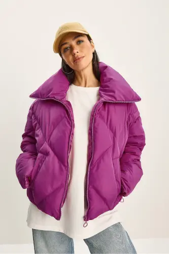 Kadın Oversize Şişme Mont 10191065 - Fuşya - 10
