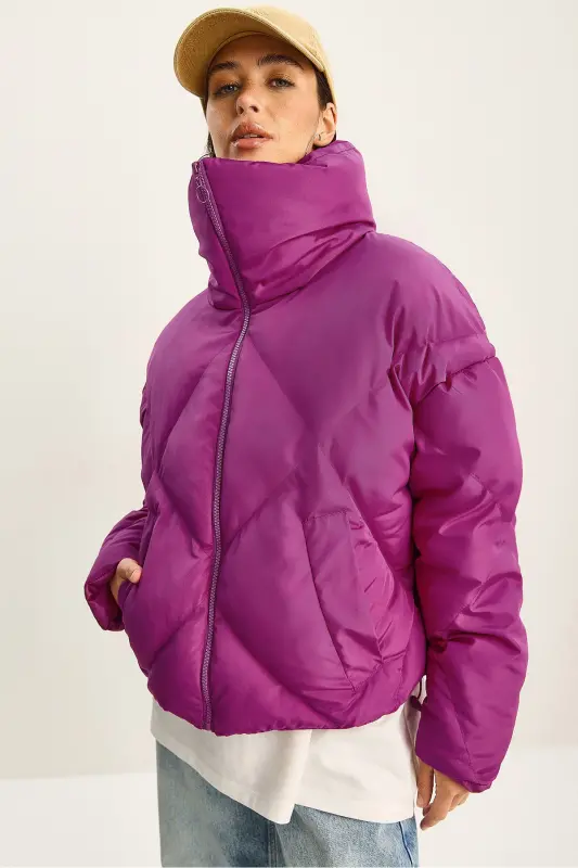 Kadın Oversize Şişme Mont 10191065 - Fuşya - 14