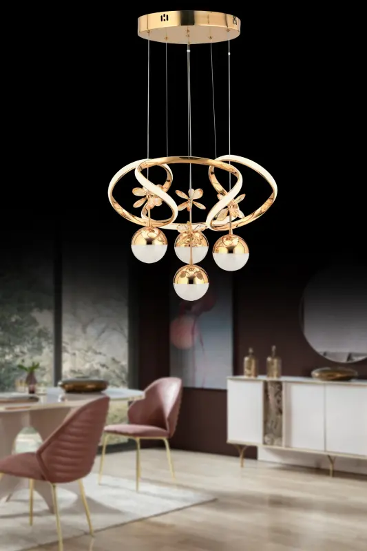 Rodin 3 Renk Gold Sarkıt Led Modern Ledli Avize - Sarı - 2