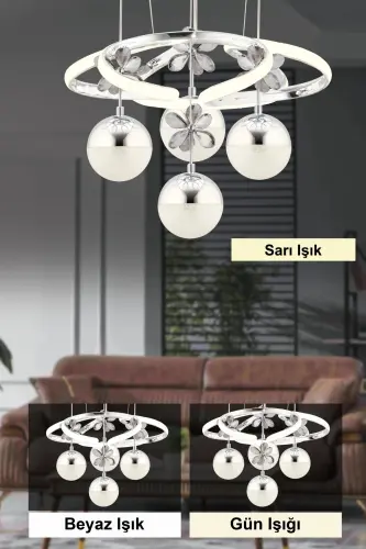 Rodin 3 Renk Gümüş Sarkıt Led Modern Ledli Avize - Lacivert - 3