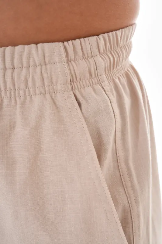 Hac Ve Umre Keten Pantolon Beli Lastikli - KREM - 2