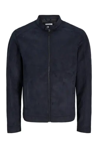 J&J Trendy Erkek Biker Style Pu Deri Ceket - Jet Black / Clean - 2