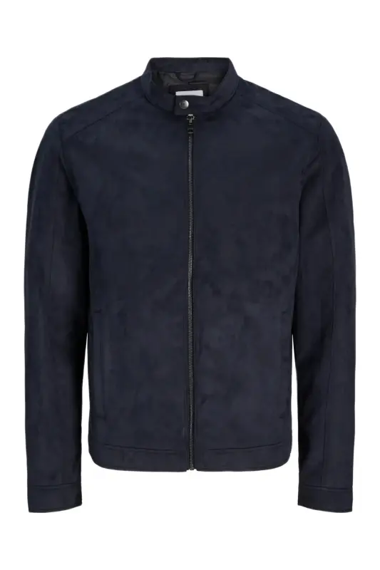 J&J Trendy Erkek Biker Style Pu Deri Ceket - Jet Black / Clean - 2