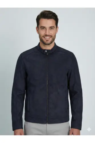 J&J Trendy Erkek Biker Style Pu Deri Ceket - Jet Black / Clean - 6