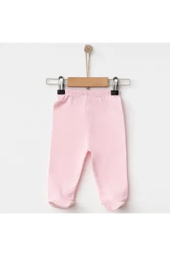 Pamuklu Patıklı Bebek Tek Alt Pantolon - Pembe 