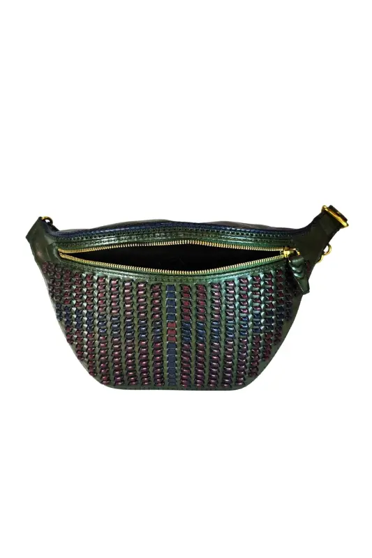 Handmade Deri Bel Çantası (Selp) - Yeşil - 7