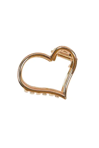 Kadın Yeni Trend Metal Küçük Boy Mandal Saç Tokası Kalp Şekilli 4 Cm - Gold Kalp 