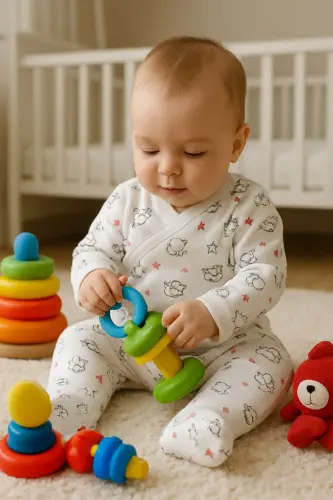 Beyaz Yıldız kuravaze 2li Bebek Zıbın Takım - Beyazkuruvaze - 3