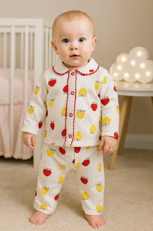 Kahve Ay yıldız bulutlu Pamuk Unisex bebek takım - Kahverengiyıldızlı - 1
