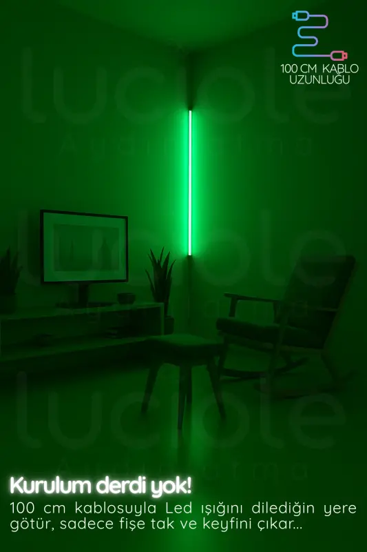 Renkli Ses Kontrollü RGB LED Lamba – Kumandalı Aplik / Abajur Işık Efektli Dekor - Ses-Music-Renkli-Bar - 5