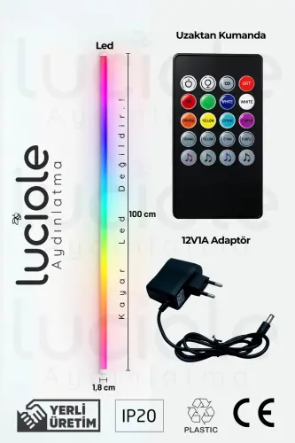 Renkli Ses Kontrollü RGB LED Lamba – Kumandalı Aplik / Abajur Işık Efektli Dekor - Ses-Music-Renkli-Bar - 7