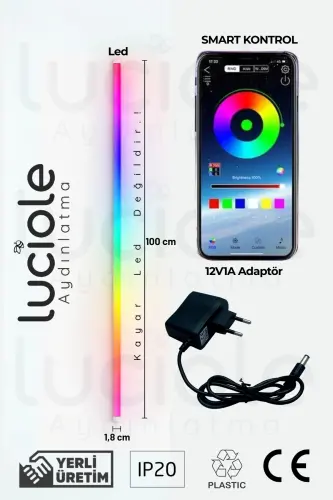 Smart RGB Bluetooth LED Lambader – 256 Renk Işık Kontrollü Akıllı Abajur Aplik - Bluetooth-bar-rgb - 7