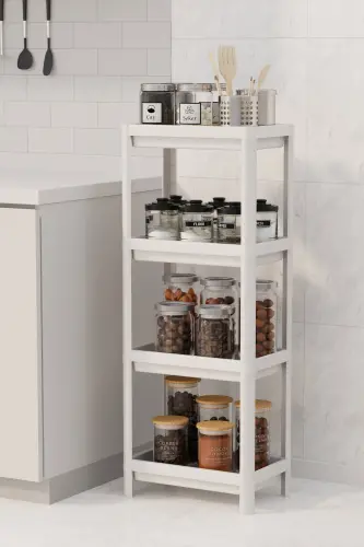 Vesken Beyaz 4 Katlı Banyo Raf Ünitesi Banyo Düzenleyici Şampuanlık Havluluk Dolap - BEYAZZ - OMAŞ HOUSEHOLD PRODUCT (1)