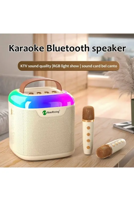 Karaoke Bluetooth Hoparlör – Kablosuz, Rgb Işıklı, 2 Mikrofonlu, Taşınabilir Eğlence Sistemi - Lacivert - 13