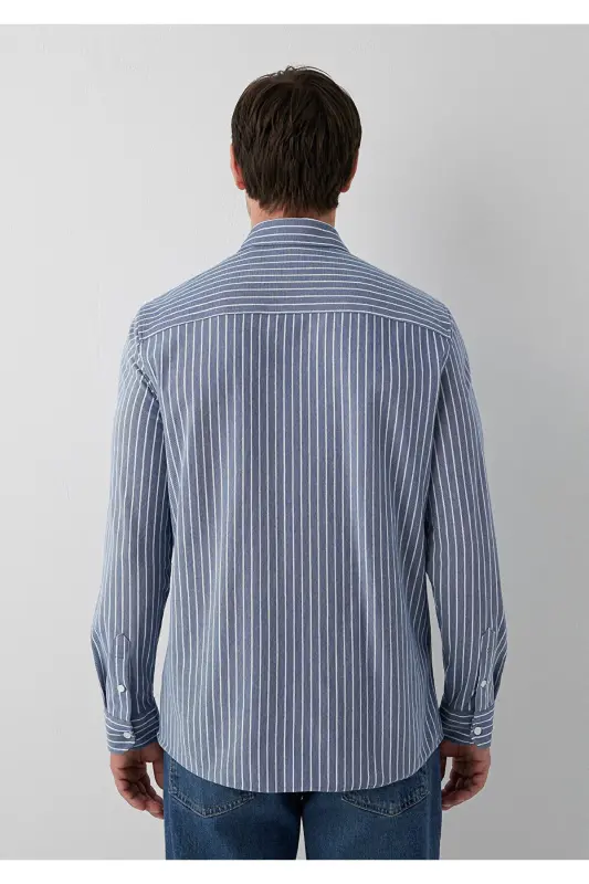 Çizgili Gömlek Slim Fit / Dar Kesim 0211404-91333 - Mavi-91333 - 5