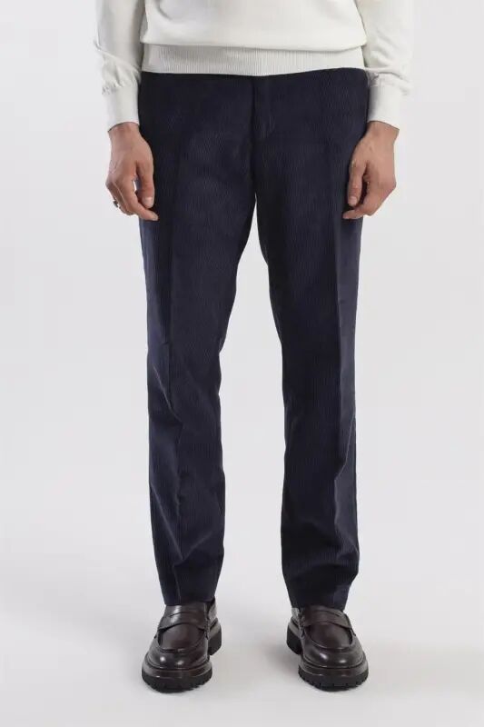 Lacivert Regular Fit %100 Pamuk Kadife Pantolon - Jakamen
