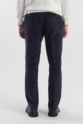 Lacivert Regular Fit %100 Pamuk Kadife Pantolon - 4