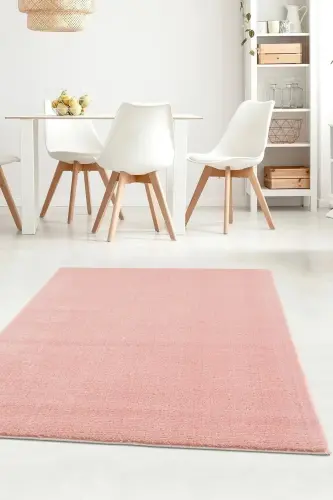 Peluş Tüylü Kaymaz Jel Taban Dekoratif Salon Mutfak Halı Yolluk Kilim PUDRA - Pudra 
