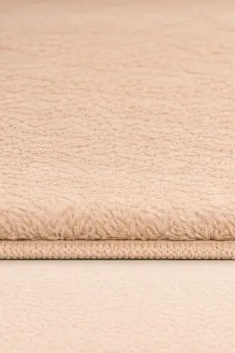 Peluş Tüylü Kaymaz Jel Taban Dekoratif Salon Mutfak Halı Yolluk Kilim BEJ - Bejj - 3
