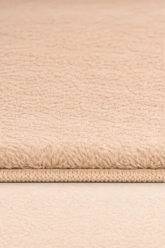 Peluş Tüylü Kaymaz Jel Taban Dekoratif Salon Mutfak Halı Yolluk Kilim BEJ - Bejj - 3