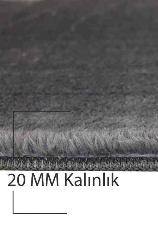 Peluş Tüylü Kaymaz Jel Taban Dekoratif Salon Mutfak Halı Yolluk Kilim ANTRASİT - Antrasit - 3