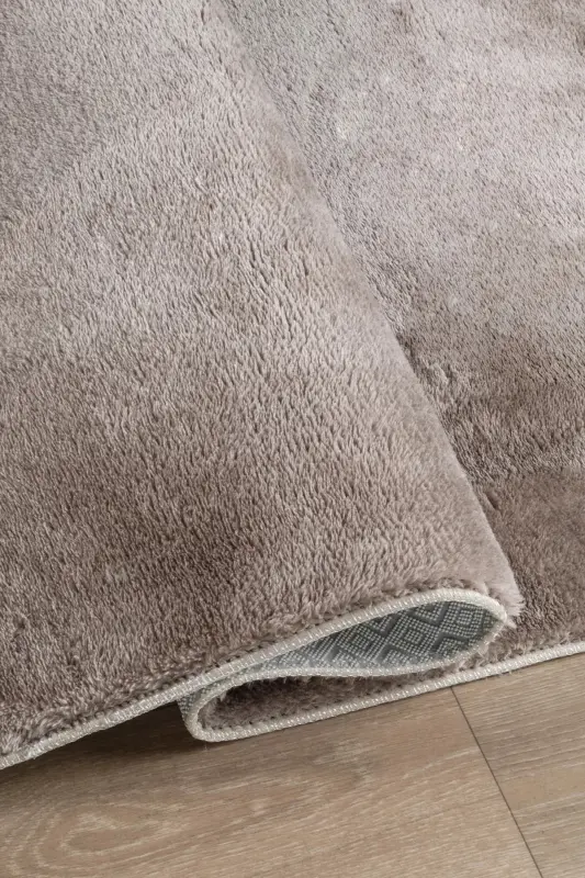 Peluş Tüylü Kaymaz Jel Taban Dekoratif Salon Mutfak Halı Yolluk Kilim Vizon - Vizon - 2
