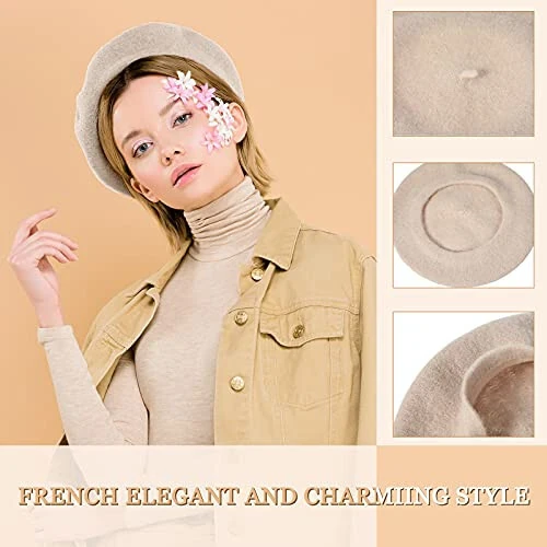 15 Pieces Women Wool Beret Hat Wool French Beret Hat Artist Cap Winter Solid Color Cap for Women(Multiple Color) - Honoson (1)